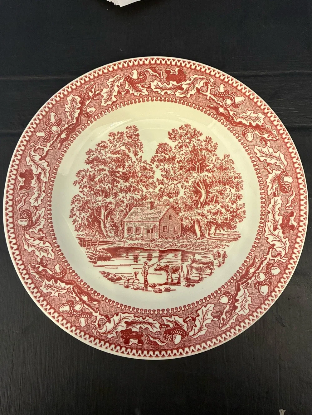 Vintage Memory Lane Red Transferware Plate English Cottage Grandmillennial USA